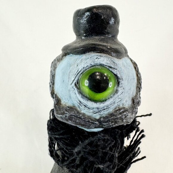 Ghoul Friday OOAK Statue Blue Monster Halloween Green Eye Cyclops Mustache 2015 - Picture 1 of 6